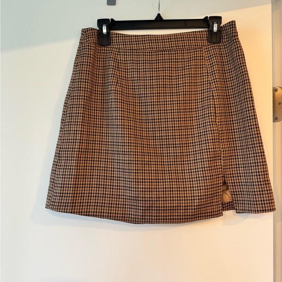 Vici Tan/Brown/Black Checkered Blazer and Skirt Set - Picture 3 of 6
